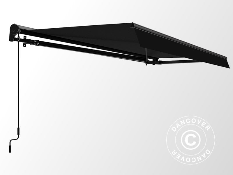 Store banne avec télécommande, 3,95x3m, Noir/Cadre Noir