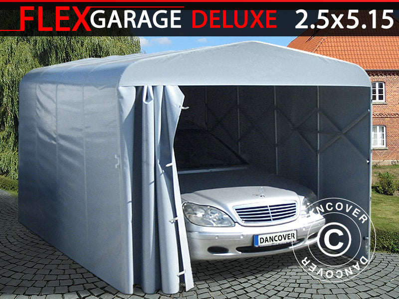 Garage pliant tunnel (Voiture), ECO, 2,5x5,15x2,15m, gris
