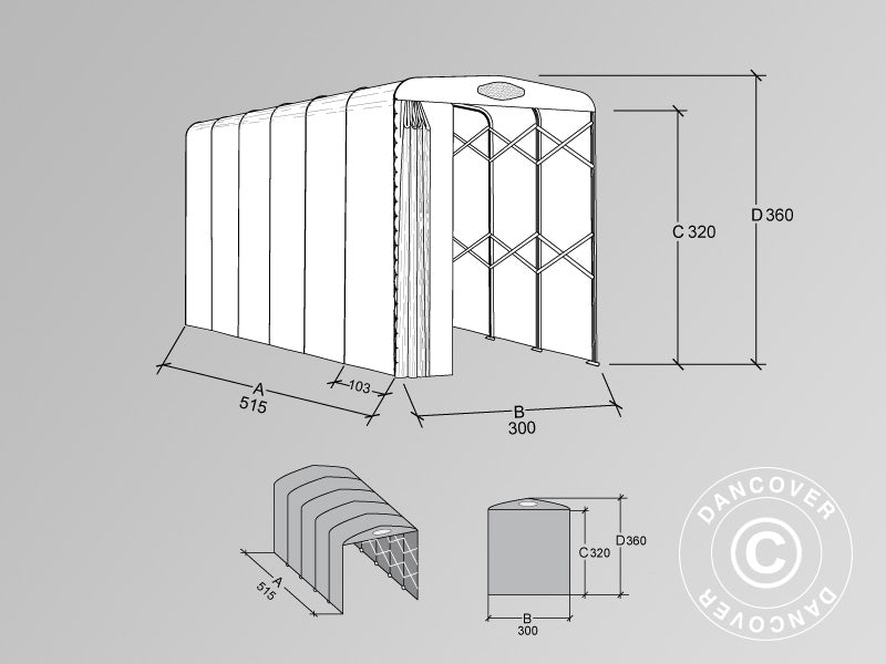 Box auto tunnel (Caravan), 3x5,15x3,6m, Beige