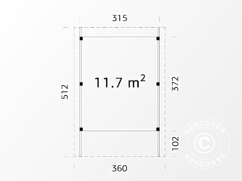 Carport aus Holz, 3,6x5,12x2,32m, 11,7m², Natur