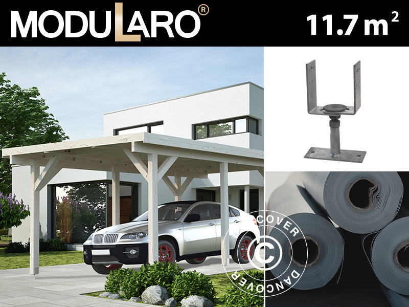 Carport aus Holz, 3,6x5,12x2,32m, 11,7m², Natur, KOMPLETTES SET