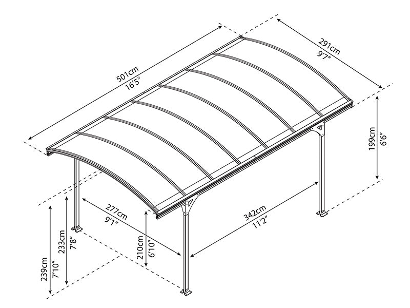 Carport Vitoria, Palram/Canopia, 2,91x5,01m, Grau