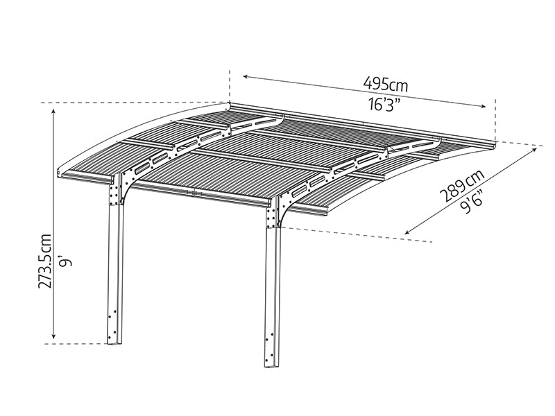 Carport Arizona, 2,89x4,95m, Palram/Canopia, Grau