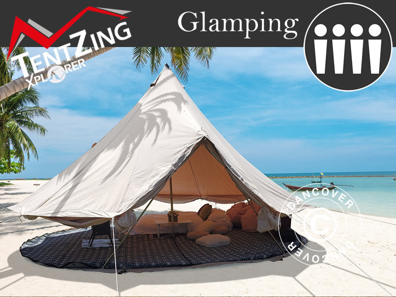 Tenda a campana per glamping, TentZing®, 4x4m, 4 Persone, Sabbia