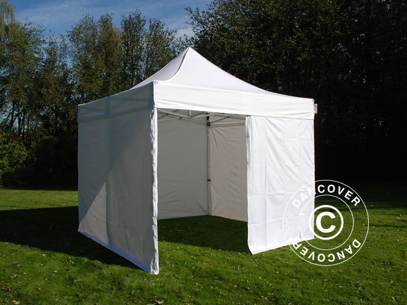 Gazebo pieghevole FleXtents PRO 3x3m Bianco, inclusi 4 fianchi