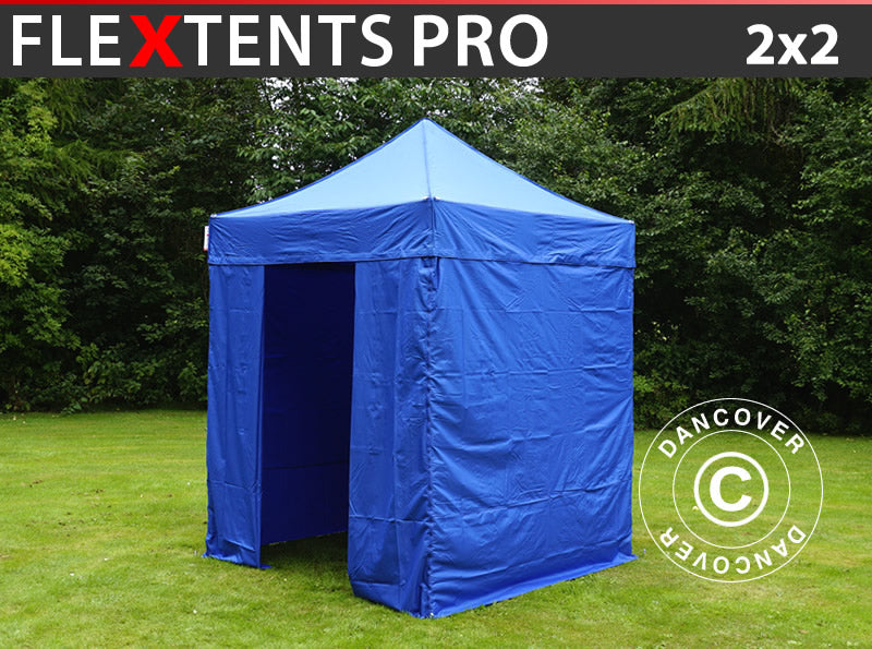 Tente pliante FleXtents PRO 2x2m Bleu, avec 4 cotés
