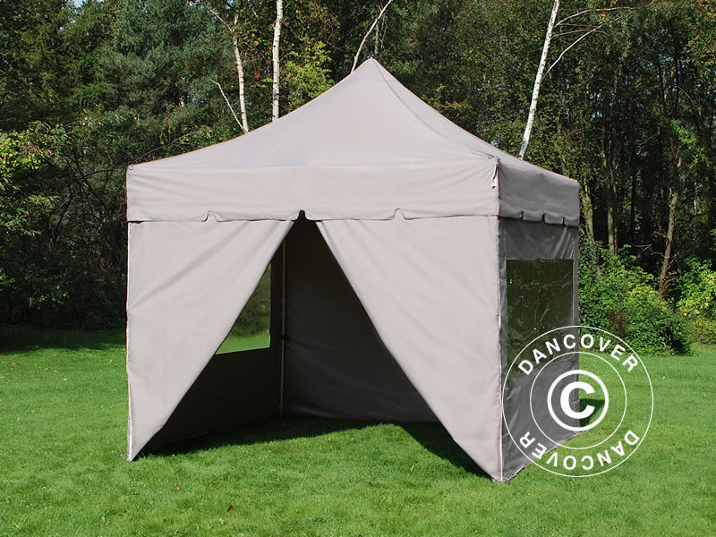 Tente Pliante FleXtents PRO "Peaked" 3x3m Latte, avec 4 cotés