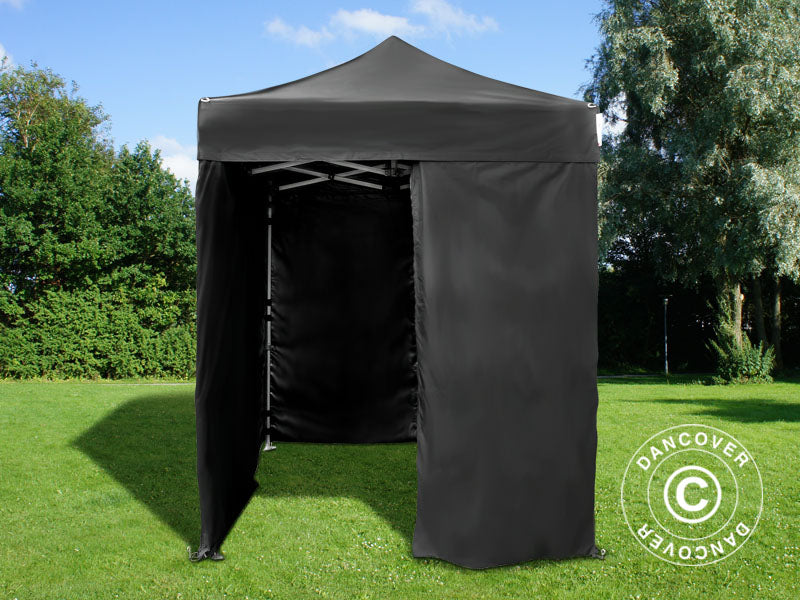 Tente pliante FleXtents PRO 2x2m Noir, avec 4 cotés