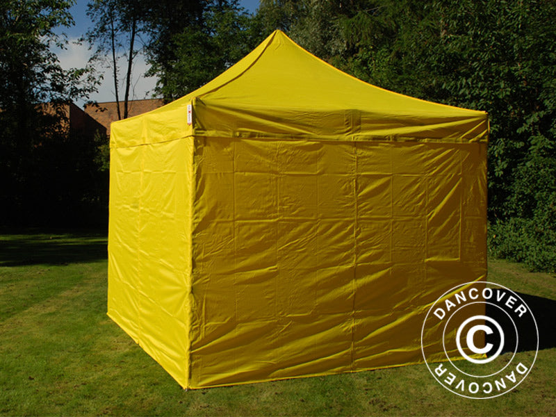 Faltzelt FleXtents PRO 3x3m Gelb, mit 4 Seitenwänden