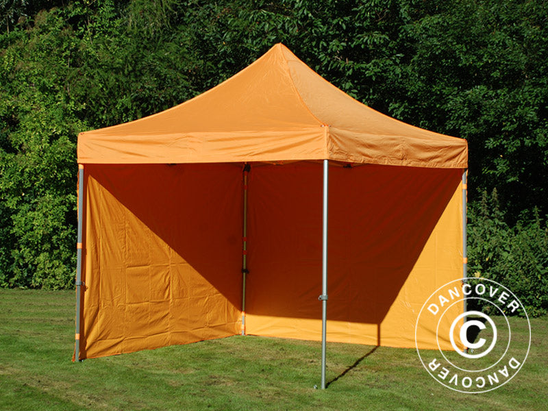 Faltzelt FleXtents PRO 3x3m Orange, mit 4 Seitenwänden