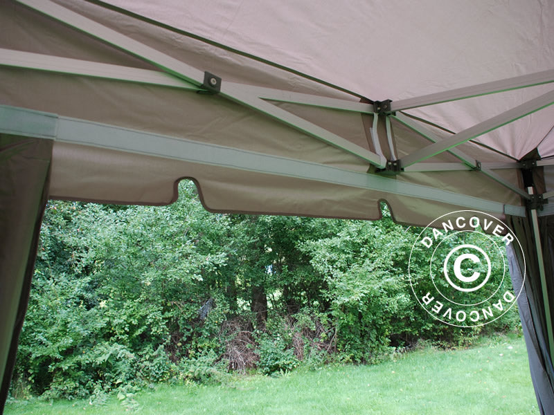 Tente Pliante FleXtents PRO "Peaked" 3x6m Latte, avec 6 rideaux decoratifs
