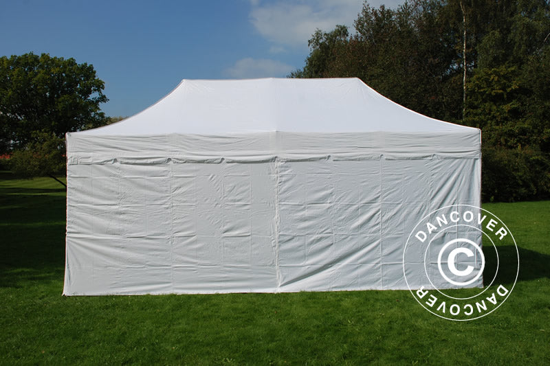 Faltzelt FleXtents PRO "Peaked" 3x6m Weiß, mit 6 Seitenwänden