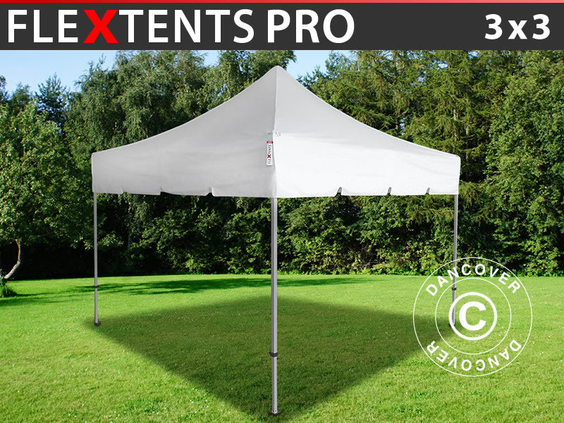 Flext. Pro 3x3m Whit Peaked valance Top & Frame GL