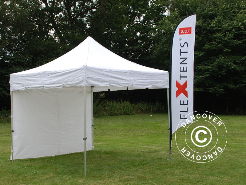 Tente Pliante FleXtents PRO "Peaked" 3x3m Blanc, avec 4 cotés