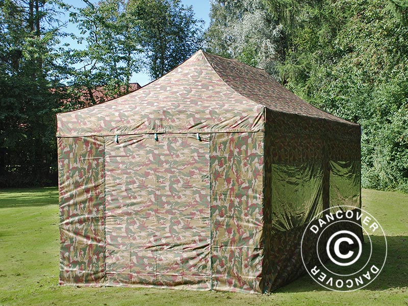 Tente Pliante FleXtents PRO 3x6m Camouflage, avec 6 cotés