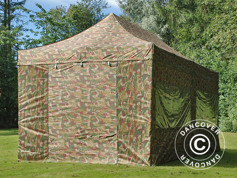 Tente Pliante FleXtents PRO 3x6m Camouflage, avec 6 cotés