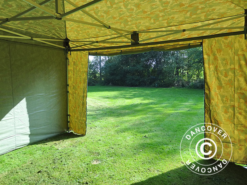 Tente pliante FleXtents PRO 4x4m Camouflage, avec 4 cotés
