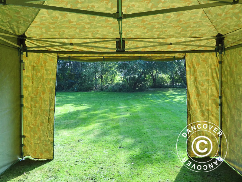 Tente pliante FleXtents PRO 4x4m Camouflage, avec 4 cotés