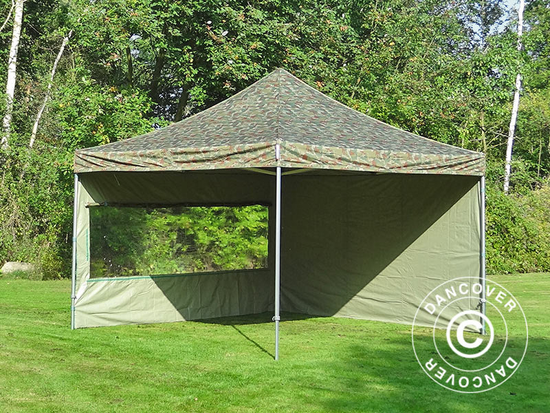 Tente pliante FleXtents PRO 4x4m Camouflage, avec 4 cotés
