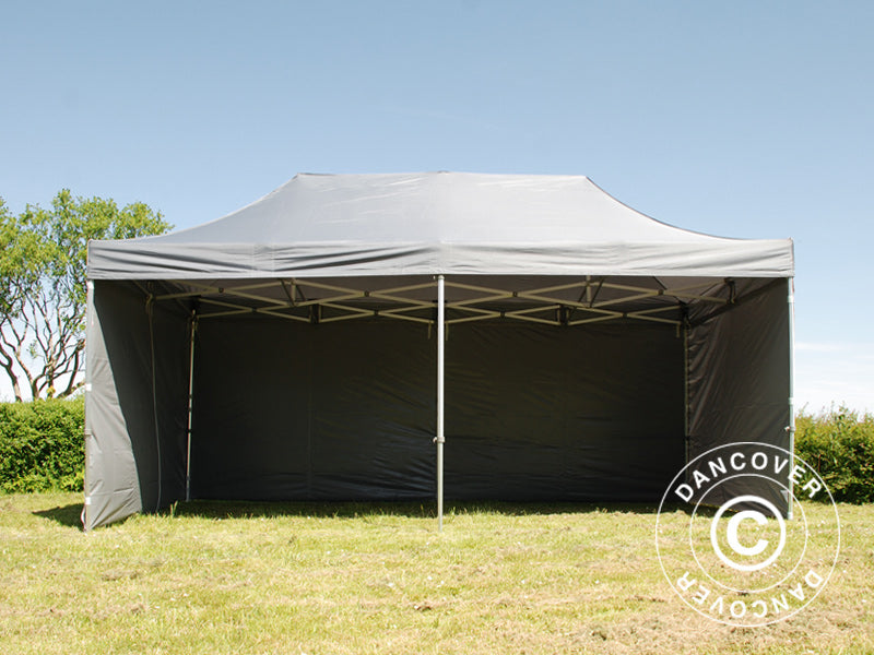 Faltzelt FleXtents PRO 3x6m Grau, mit 6 Seitenwänden