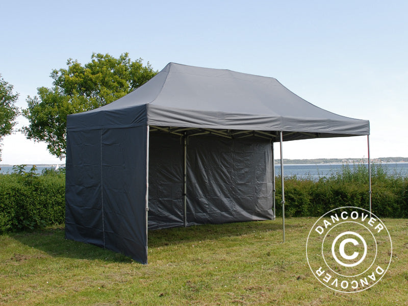 Faltzelt FleXtents PRO 3x6m Grau, mit 6 Seitenwänden