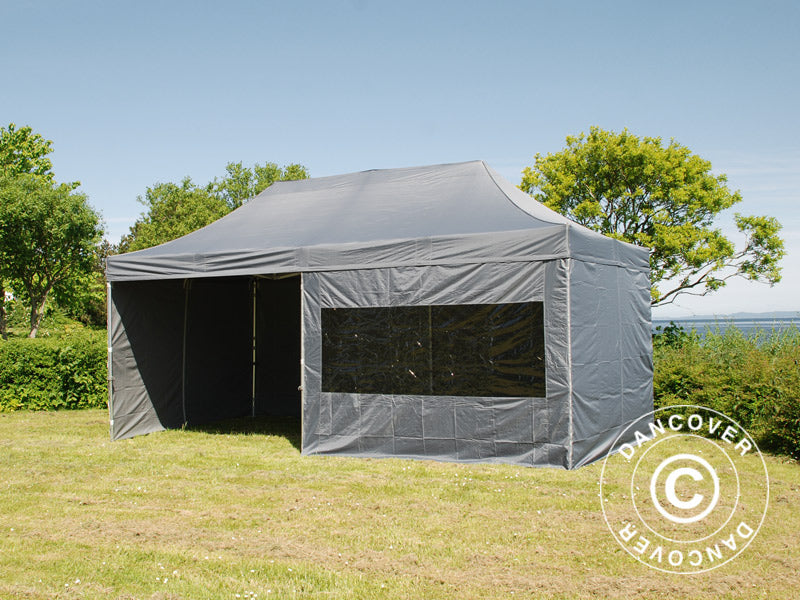 Faltzelt FleXtents PRO 3x6m Grau, mit 6 Seitenwänden