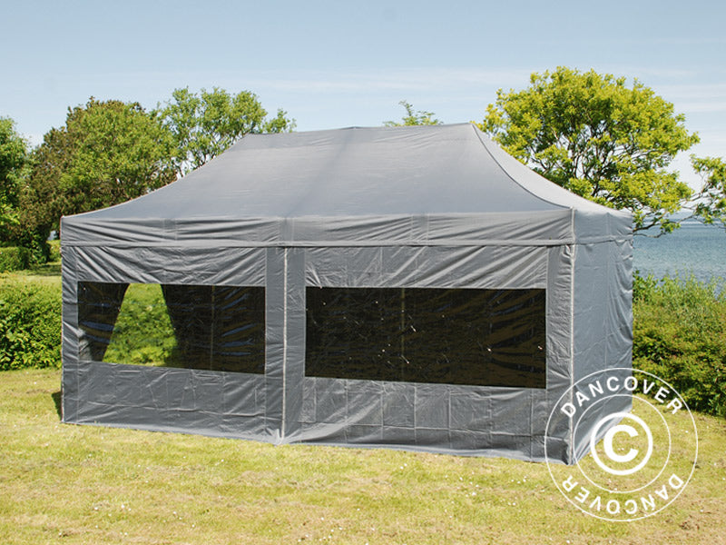 Faltzelt FleXtents PRO 3x6m Grau, mit 6 Seitenwänden