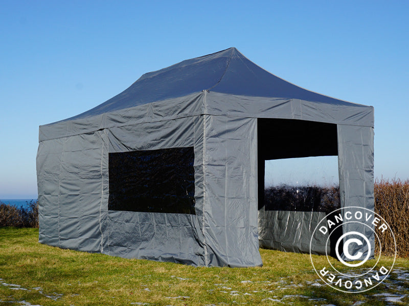Faltzelt FleXtents PRO 3x6m Grau, mit 6 Seitenwänden