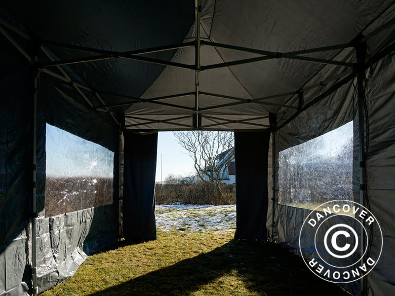 Faltzelt FleXtents PRO 3x6m Grau, mit 6 Seitenwänden