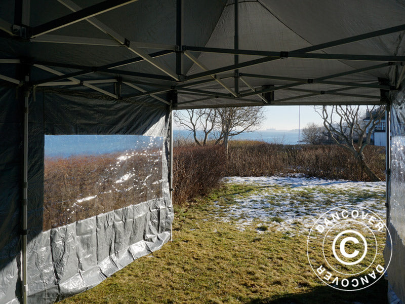 Faltzelt FleXtents PRO 3x6m Grau, mit 6 Seitenwänden