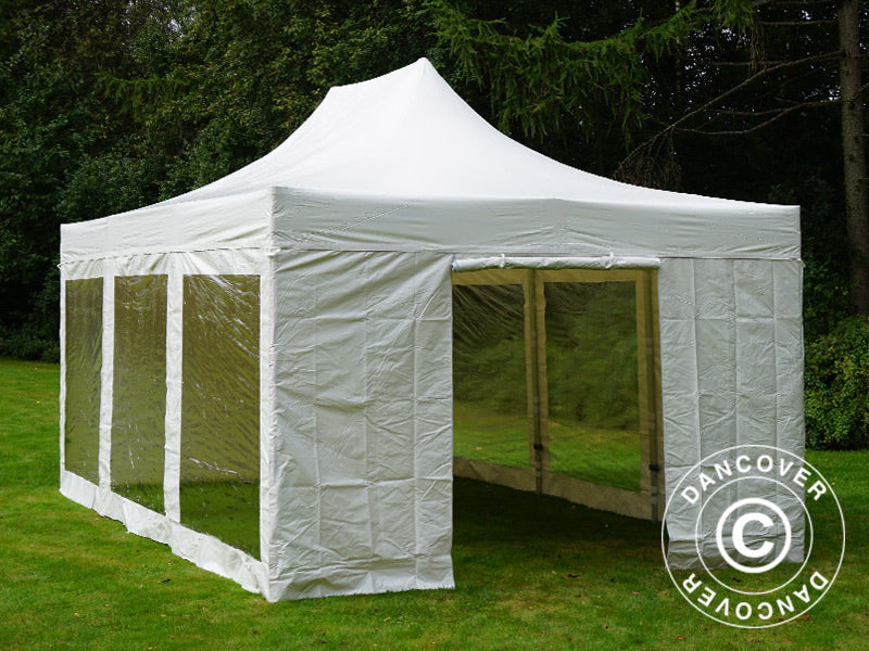 Faltzelt FleXtents Xtreme 50 Heavy Duty 4x6m Weiß, mit 8 Seitenwänden