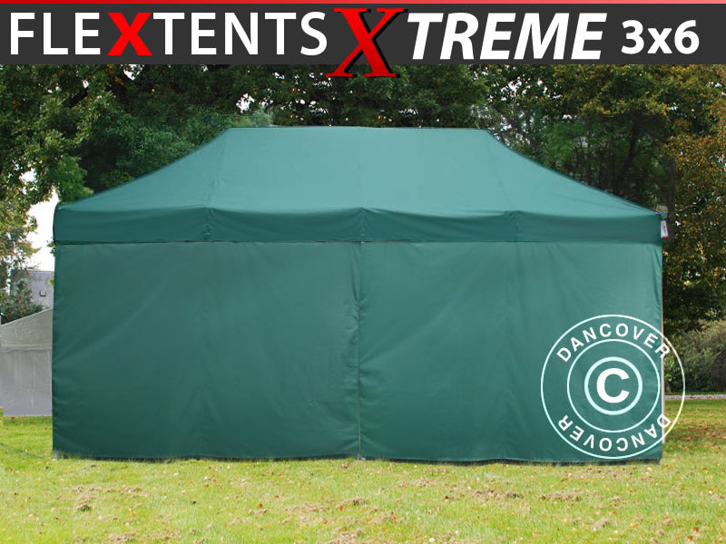 Tente pliante FleXtents Xtreme 50 3x6m Vert, avec 6 cotés