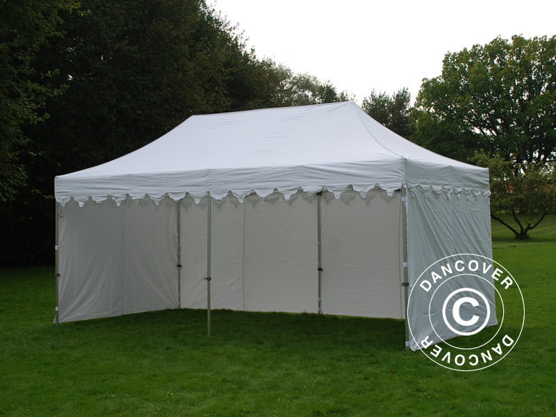 Faltzelt FleXtents PRO "Morocco" 3x6m Weiß, mit 6 Seitenwänden