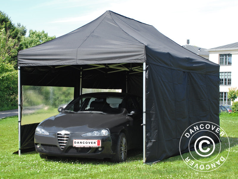 Tente Pliante FleXtents PRO 3x6m Noir, avec 6 cotés