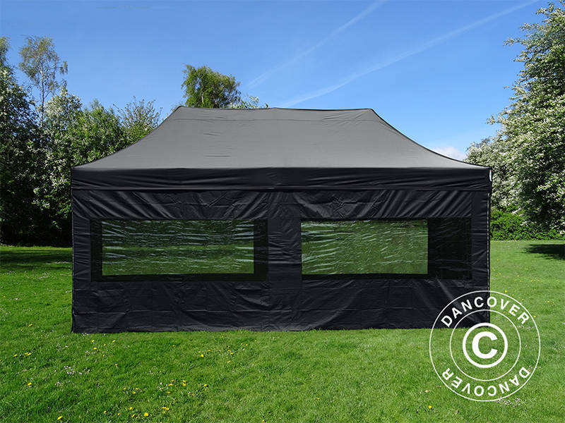 Tente Pliante FleXtents PRO 3x6m Noir, avec 6 cotés