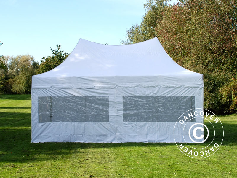 Tente pliable FleXtents PRO Peak Pagoda 3x6m Blanc, Incl. 6 parois latérales