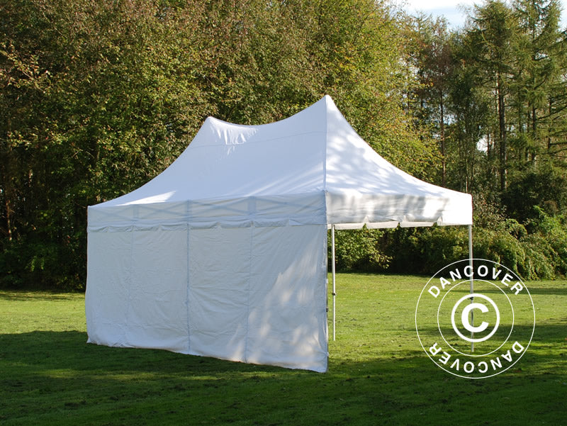 Tente pliable FleXtents PRO Peak Pagoda 3x6m Blanc, Incl. 6 parois latérales