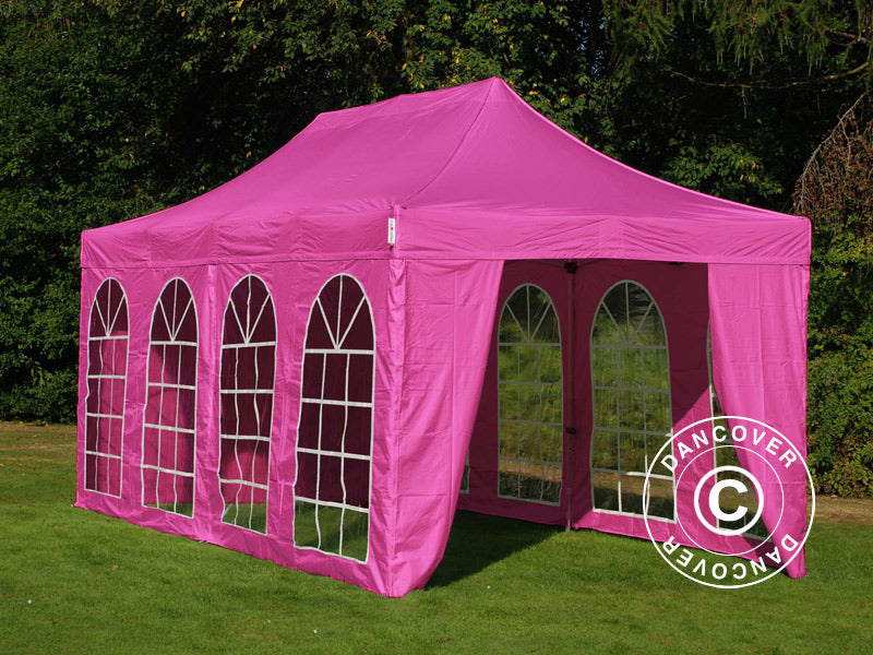 Faltzelt FleXtents Xtreme 50 Vintage Style 3x6m Rosa, mit 6 Seitenwänden