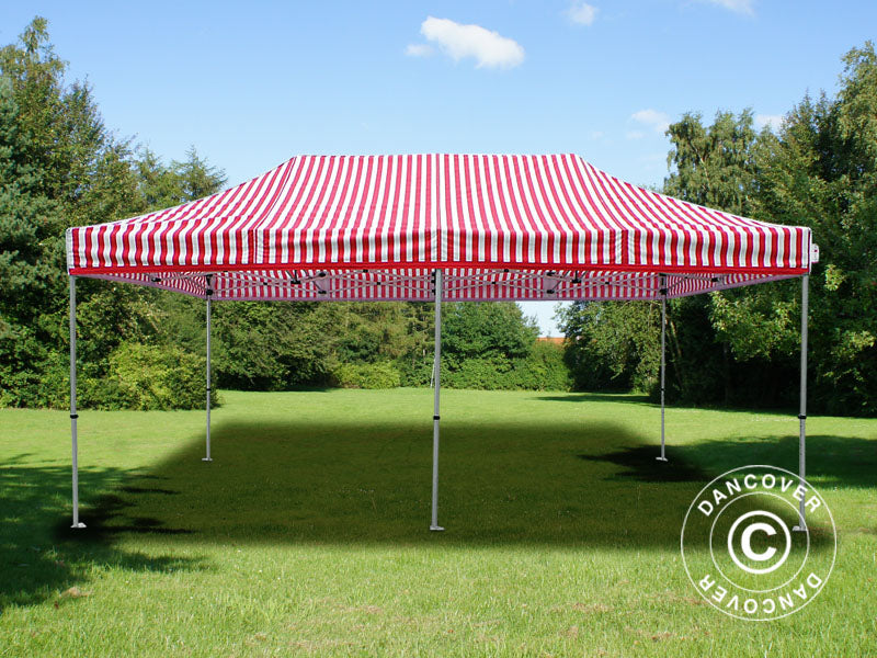 Tente pliante FleXtents PRO 3x6m rayé, avec 6 cotés