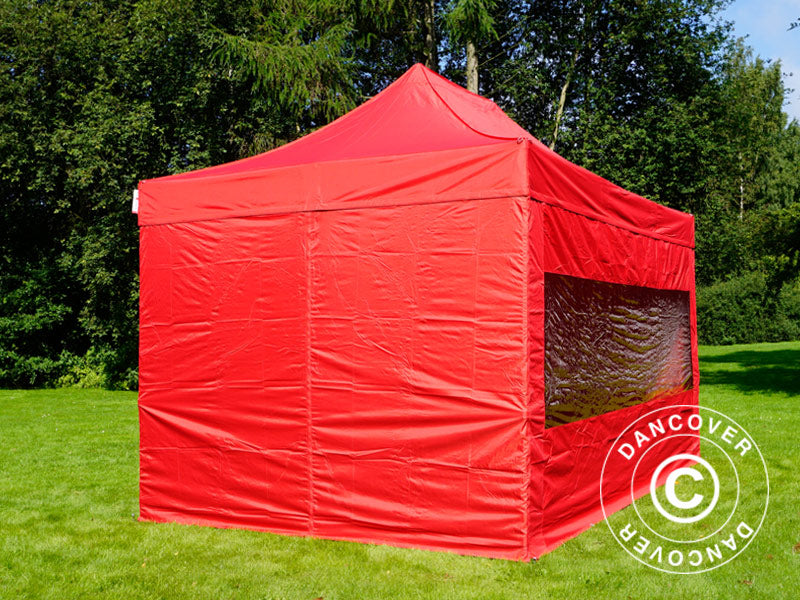 Faltzelt FleXtents PRO 3x4,5m Rot, mit 4 Seitenwänden