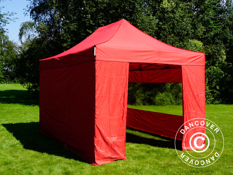 Tente pliante FleXtents PRO 3x4,5m Rouge, avec 4 cotés