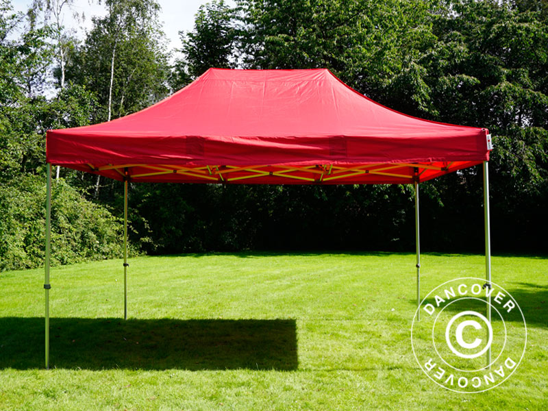 Faltzelt FleXtents PRO 3x4,5m Rot, mit 4 Seitenwänden