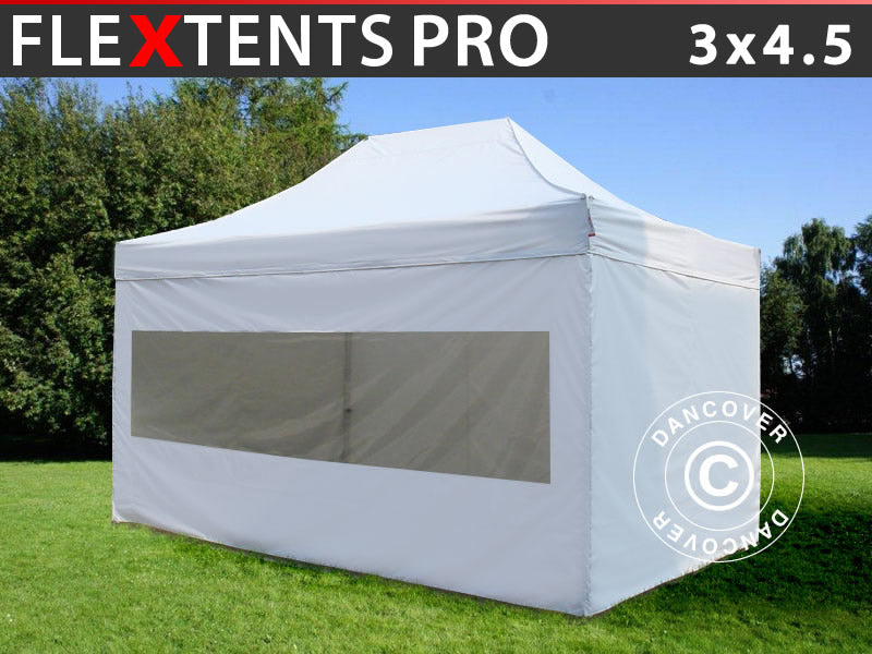 Tente pliante FleXtents PRO 3x4,5m Blanc, avec 4 cotés