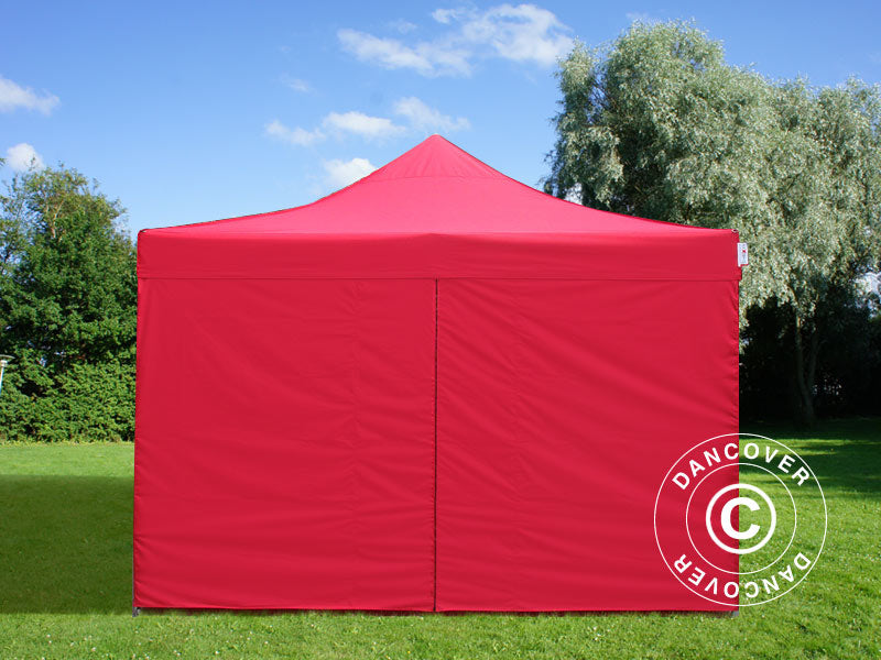 Tente pliante FleXtents PRO 4x4m Rouge, avec 4 cotés