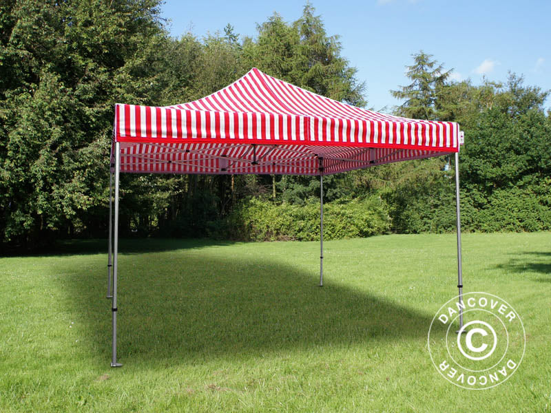 Tente pliante FleXtents PRO 4x4m Rayé, avec 4 cotés