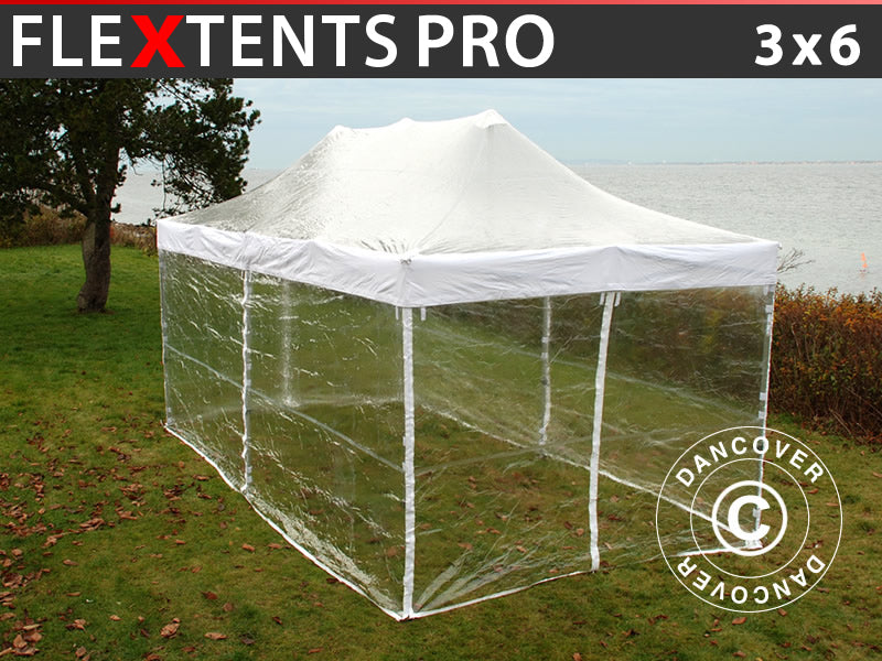 Flext. Pro 3x6m Clear PVC Top White Val Fra&SWK GL