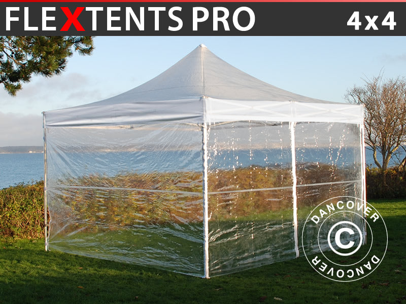 Flext. Pro 4x4m Clear PVC Top White Val Fra&SWK GL