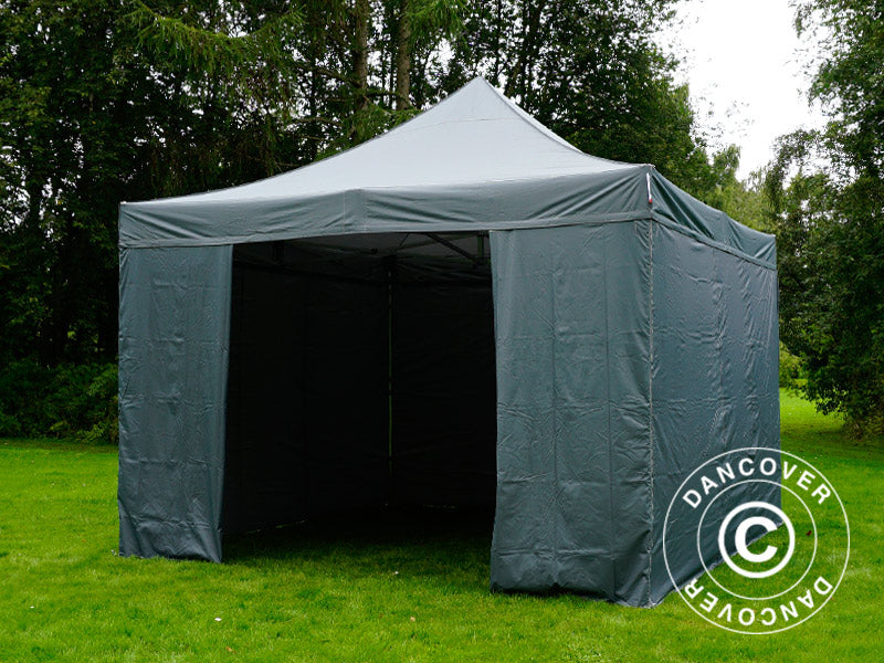 Tente pliante FleXtents PRO 4x4m Gris, avec 4 cotés