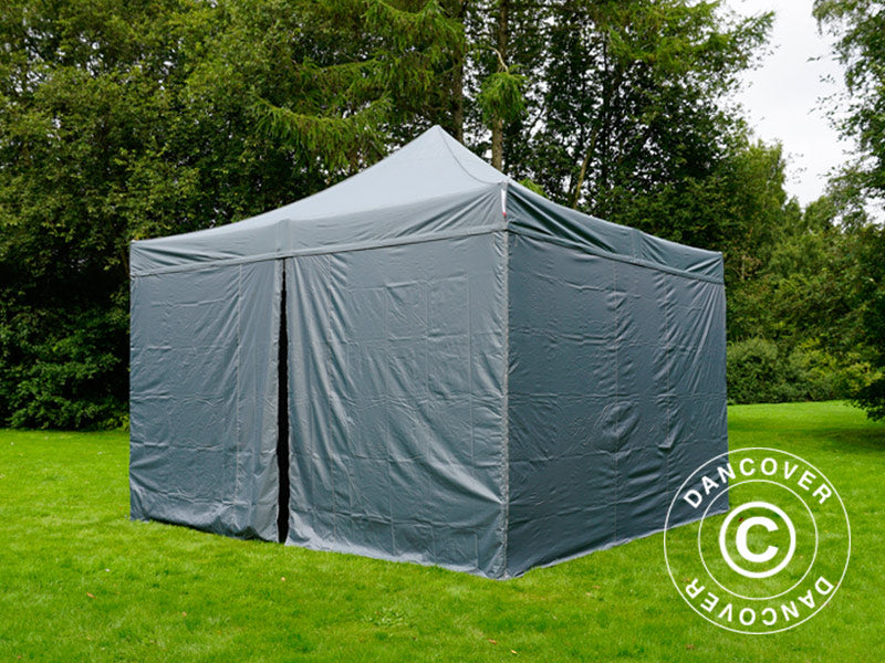 Tente pliante FleXtents PRO 4x4m Gris, avec 4 cotés