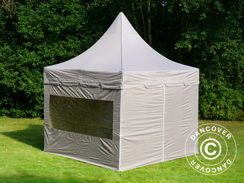 Gazebo pieghevole FleXtents PRO Peak Pagoda 3x3m Latte, incluso 4 pareti laterali